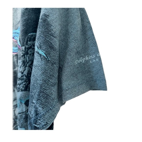 vintage 90s embroidered dolphin single stitch all over print ocean tshirt large - Picture 7 of 10